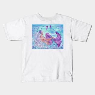 Mermaid with jellyfish fantasy art by Renee Lavoie Kids T-Shirt